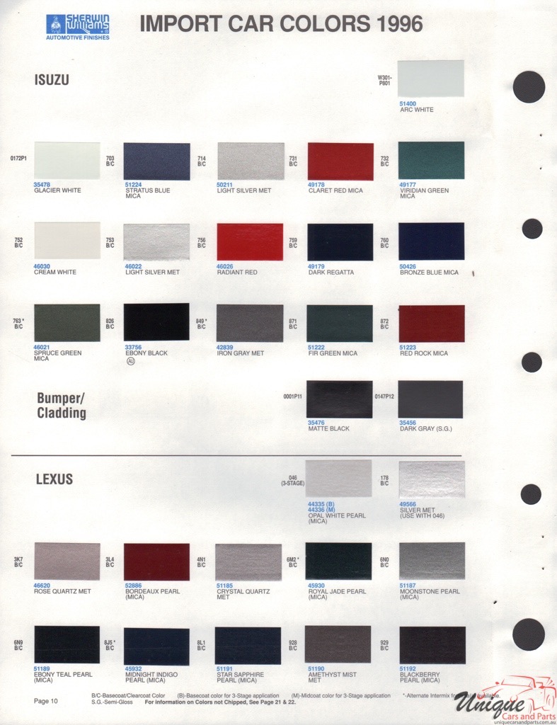 1996 Lexus Paint Charts Williams 1